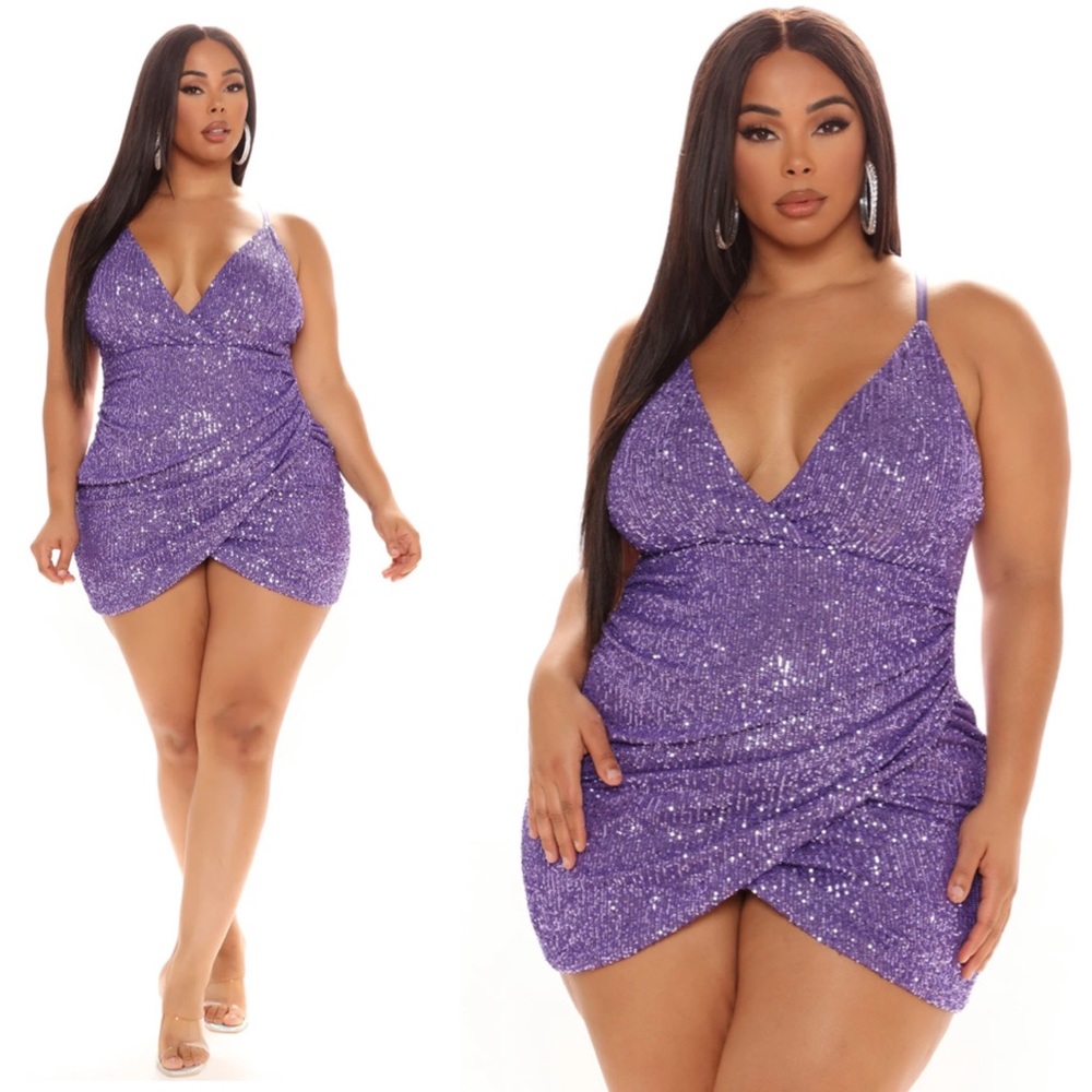 Purple Sequin Mini Dress